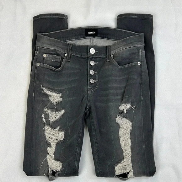 Hudson Women’s 27 Stretchy Ciara S.Skinny Exposed Button Distressed Jean - Picture 1 of 11